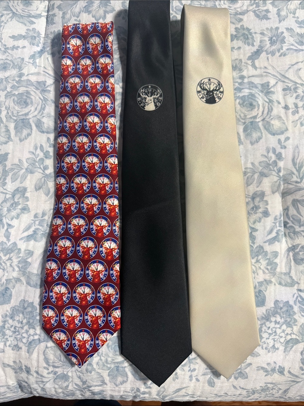Black and Cream Men's Silk Tie Set B P O E ELKS